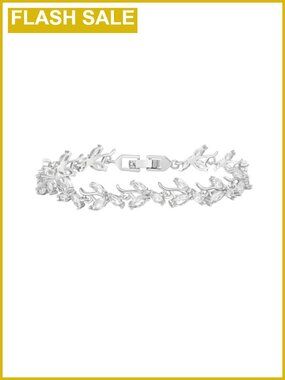 White Gold-Plated Marquise Cubic Zirconia Tennis Bracelet Wedding Bridal